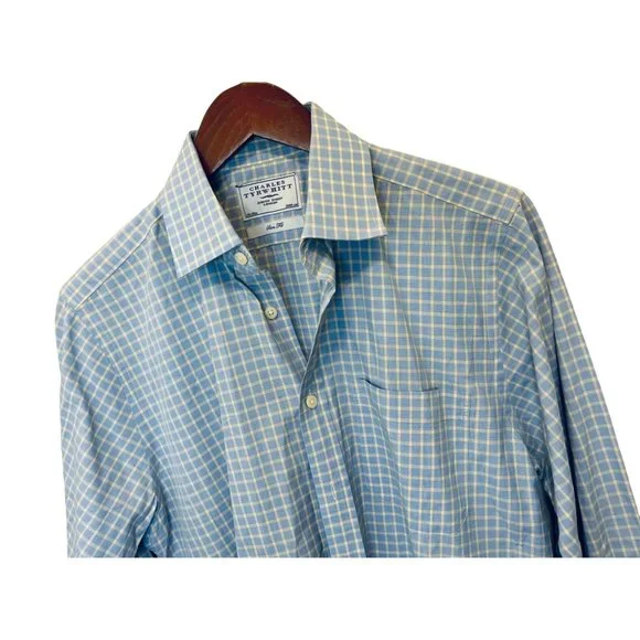 Charles Tyrwhitt | Shirts | Charles Tyrwhitt Dress Shirt Slim Fit Long  Sleeve Non Iron Checkered Blue 55 | Poshmark